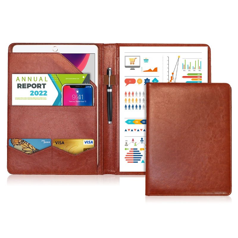 1Pc-Texture-PU-Leather-Multi-Functional-Folder-A4-Clip-Pen-Holder-Card-Slots---Business-Office-Meeting-Organizer