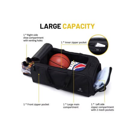 Sports-Gym-Bag,-Portable-Travel-Duffel-Bag,-Multi-compartment-with-Shoes-Storage