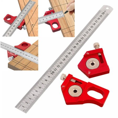 Steel Ruler Positioning Block 45/60/90 Degree Angle Woodworking Scriber Line Marking Gauge