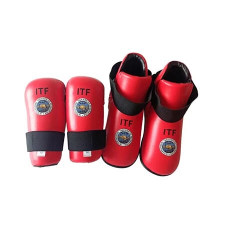Taekwondo Red/Blue ITF PU Leather Gloves Foot Guard Ankle Gloves Martial Arts Karate Training