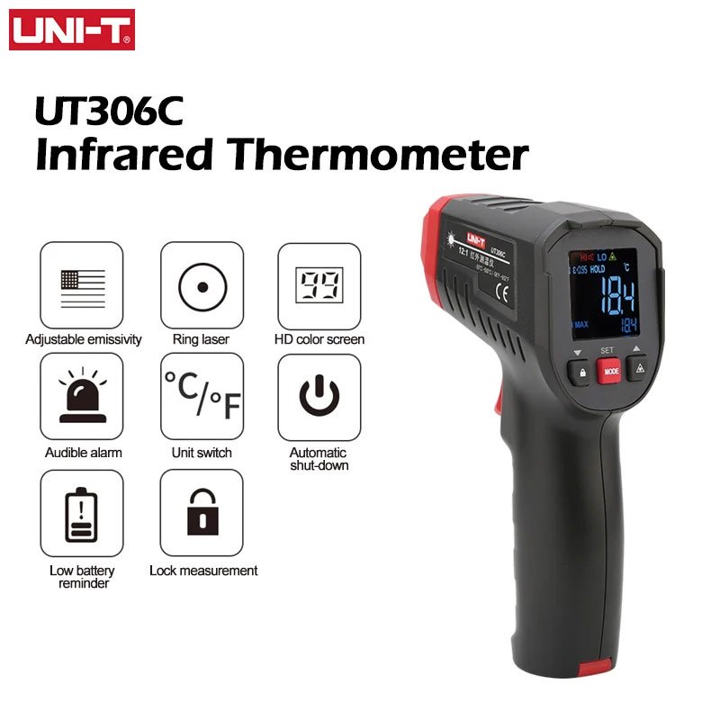 UNI-T-Infrared-Thermometer-UT306S-UT306C-Non-contact-Industrial-Laser-Digital-Temperature-Meter